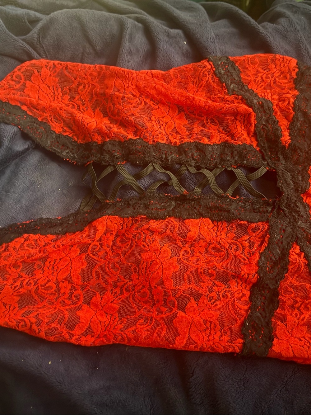 Dreamgirl Red Lace Teddy with Black Trim